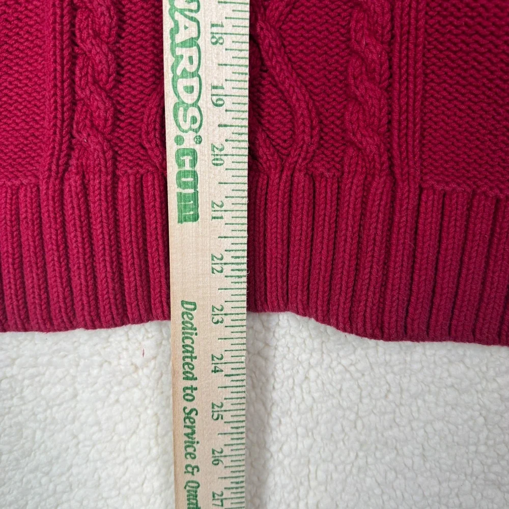 Eddie Bauer Womens XL Cable Knit Turtleneck Red Sweater‎ Preppy Casual Fisherman